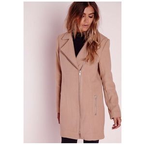 MISSGUIDED TAN WOOL PEACOAT